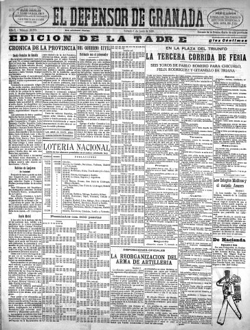 'El Defensor de Granada  : diario político independiente' - Año L Número 26333 Ed. Tarde - 1929 Junio 01