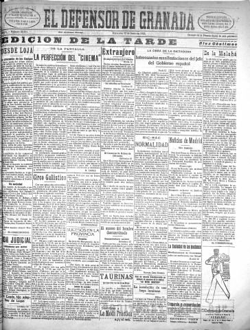 'El Defensor de Granada  : diario político independiente' - Año L Número 26351 Ed. Tarde - 1929 Junio 12
