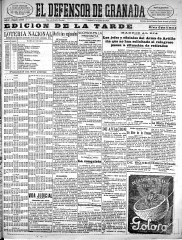 'El Defensor de Granada  : diario político independiente' - Año L Número 26368 Ed. Tarde - 1929 Junio 21