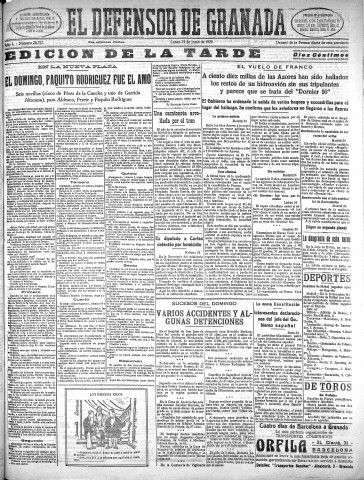 'El Defensor de Granada  : diario político independiente' - Año L Número 26372 Ed. Tarde - 1929 Junio 24