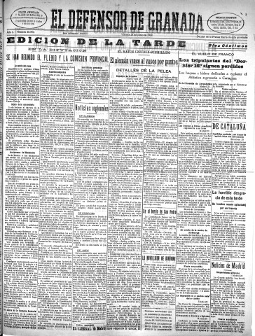 'El Defensor de Granada  : diario político independiente' - Año L Número 26380 Ed. Tarde - 1929 Junio 28