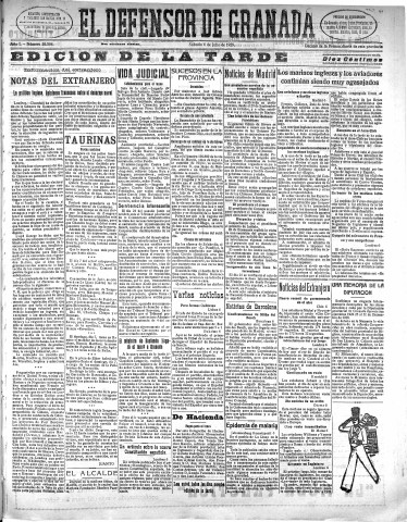 'El Defensor de Granada  : diario político independiente' - Año L Número 26394 Ed. Tarde - 1929 Julio 06