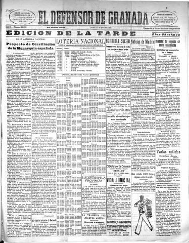 'El Defensor de Granada  : diario político independiente' - Año L Número 26402 Ed. Tarde - 1929 Julio 11