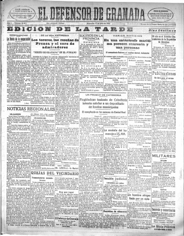 'El Defensor de Granada  : diario político independiente' - Año L Número 26412 Ed. Tarde - 1929 Julio 17