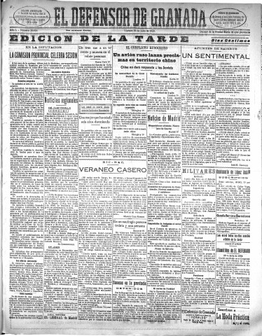 'El Defensor de Granada  : diario político independiente' - Año L Número 26416 Ed. Tarde - 1929 Julio 19
