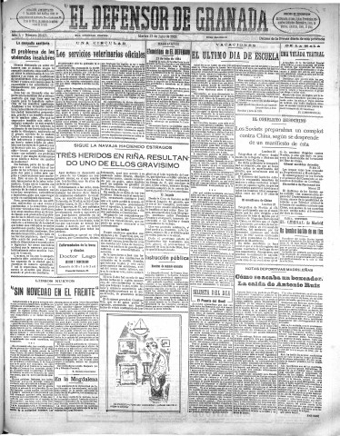 'El Defensor de Granada  : diario político independiente' - Año L Número 26421 Ed. Mañana - 1929 Julio 23