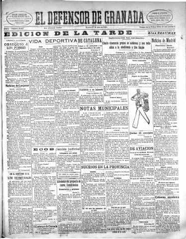 'El Defensor de Granada  : diario político independiente' - Año L Número 26422 Ed. Tarde - 1929 Julio 23