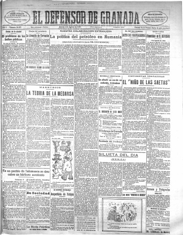 'El Defensor de Granada  : diario político independiente' - Año L Número 26437 Ed. Mañana - 1929 Agosto 01