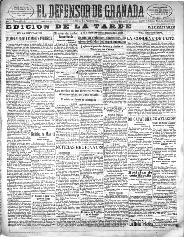 'El Defensor de Granada  : diario político independiente' - Año L Número 26440 Ed. Tarde - 1929 Agosto 02