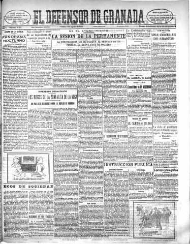 'El Defensor de Granada  : diario político independiente' - Año L Número 26451 Ed. Mañana - 1929 Agosto 09