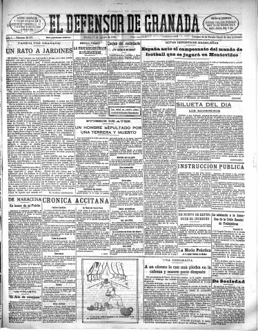 'El Defensor de Granada  : diario político independiente' - Año L Número 26457 Ed. Mañana - 1929 Agosto 13