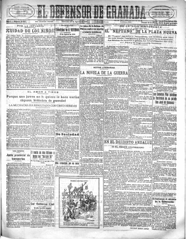 'El Defensor de Granada  : diario político independiente' - Año L Número 26483 Ed. Mañana - 1929 Agosto 28