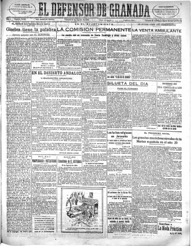'El Defensor de Granada  : diario político independiente' - Año L Número 26487 Ed. Mañana - 1929 Agosto 30