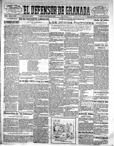 'El Defensor de Granada  : diario político independiente' - Año L Número 26490 Ed. Mañana - 1929 Septiembre 01