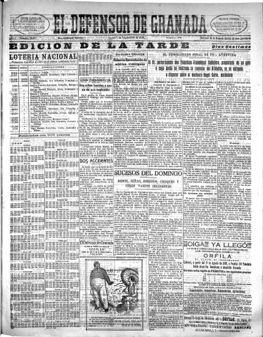 'El Defensor de Granada  : diario político independiente' - Año L Número 26491 Ed. Tarde - 1929 Septiembre 02