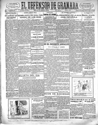 'El Defensor de Granada  : diario político independiente' - Año L Número 26494 Ed. Mañana - 1929 Septiembre 04