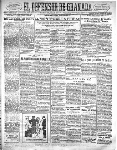 'El Defensor de Granada  : diario político independiente' - Año L Número 26518 Ed. Mañana - 1929 Septiembre 18
