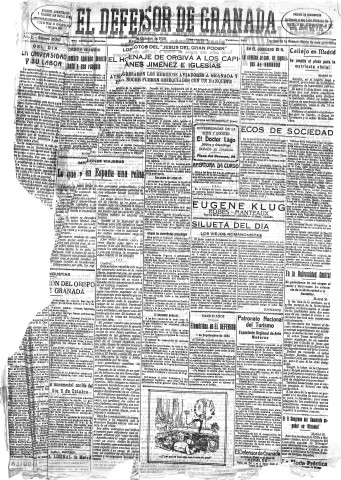 'El Defensor de Granada  : diario político independiente' - Año L Número 26540 Ed. Mañana - 1929 Octubre 01