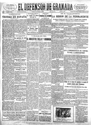 'El Defensor de Granada  : diario político independiente' - Año L Número 26546 Ed. Mañana - 1929 Octubre 04