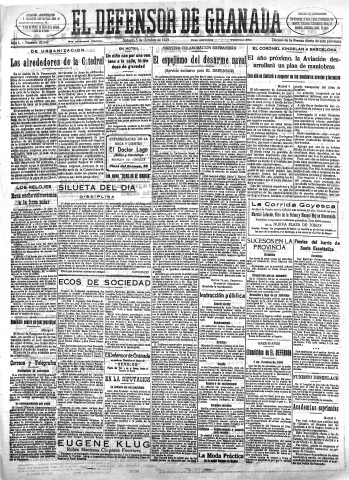 'El Defensor de Granada  : diario político independiente' - Año L Número 26548 Ed. Mañana - 1929 Octubre 05