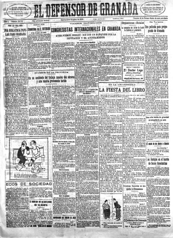 'El Defensor de Granada  : diario político independiente' - Año L Número 26552 Ed. Mañana - 1929 Octubre 08