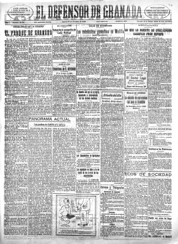 'El Defensor de Granada  : diario político independiente' - Año L Número 26556 Ed. Mañana - 1929 Octubre 10