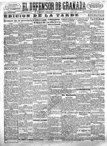 'El Defensor de Granada  : diario político independiente' - Año L Número 26565 Ed. Tarde - 1929 Octubre 15