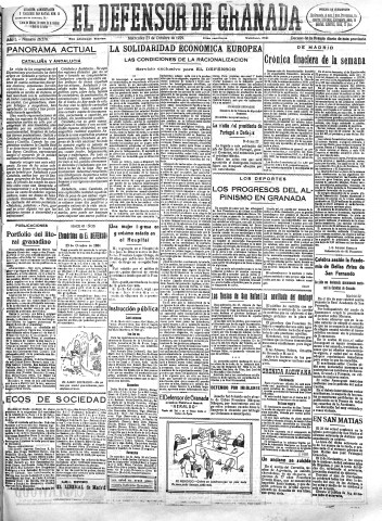 'El Defensor de Granada  : diario político independiente' - Año L Número 26578 Ed. Mañana - 1929 Octubre 23