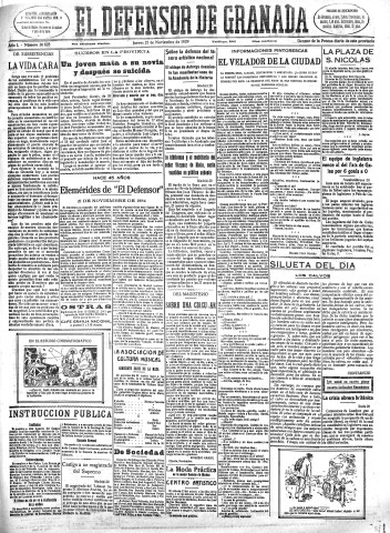 'El Defensor de Granada  : diario político independiente' - Año L Número 26628 Ed. Mañana - 1929 Noviembre 21