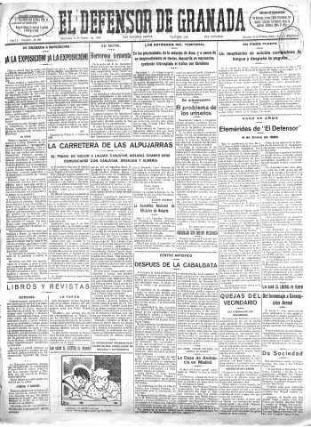 'El Defensor de Granada  : diario político independiente' - Año LI Número 26708 Ed. Mañana - 1930 Enero 08