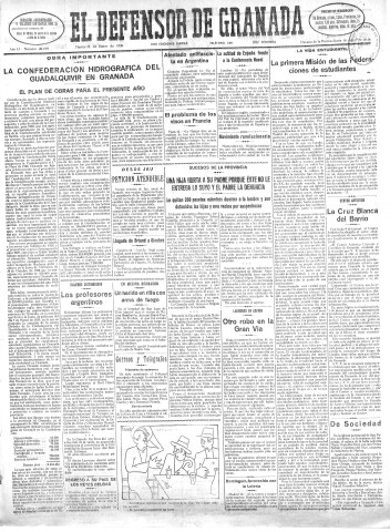 'El Defensor de Granada  : diario político independiente' - Año LI Número 26719 Ed. Mañana - 1930 Enero 14