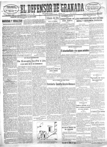 'El Defensor de Granada  : diario político independiente' - Año LI Número 26729 Ed. Mañana - 1930 Enero 19