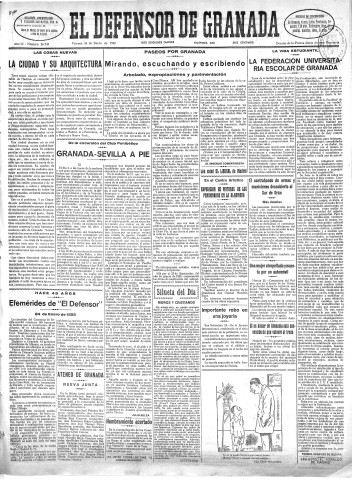 'El Defensor de Granada  : diario político independiente' - Año LI Número 26737 Ed. Mañana - 1930 Enero 24