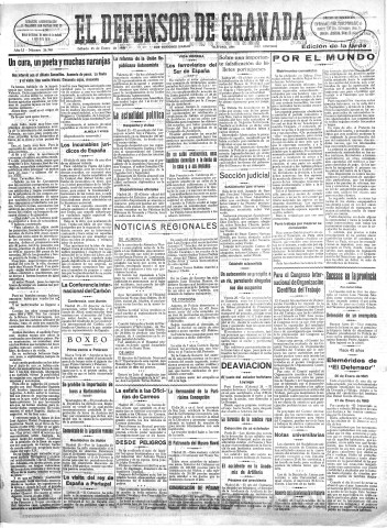 'El Defensor de Granada  : diario político independiente' - Año LI Número 26740 Ed. Tarde - 1930 Enero 25