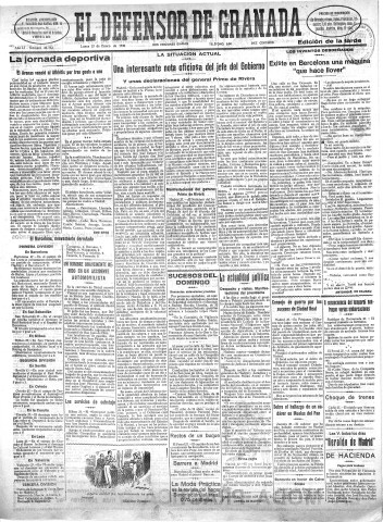'El Defensor de Granada  : diario político independiente' - Año LI Número 26742 Ed. Tarde - 1930 Enero 27