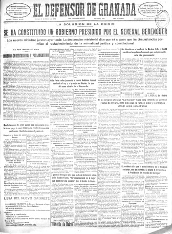 'El Defensor de Granada  : diario político independiente' - Año LI Número 26749 Ed. Mañana - 1930 Enero 31