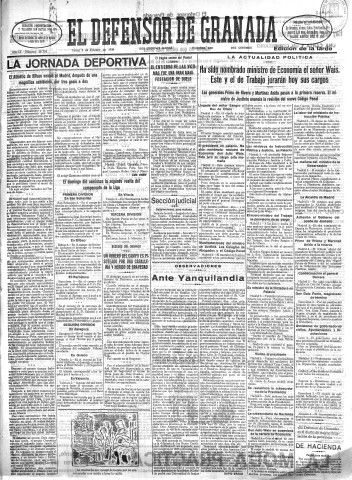'El Defensor de Granada  : diario político independiente' - Año LI Número 26754 Ed. Tarde - 1930 Febrero 03