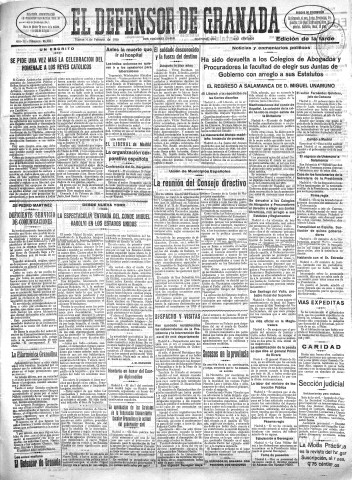 'El Defensor de Granada  : diario político independiente' - Año LI Número 26756 Ed. Tarde - 1930 Febrero 04