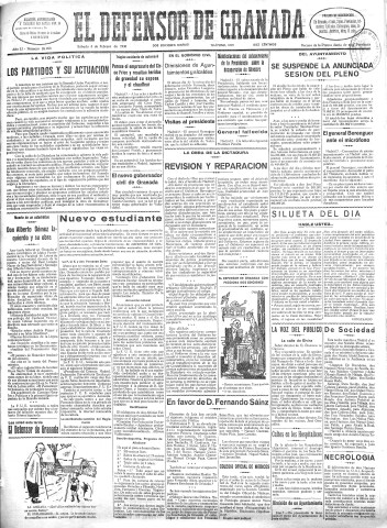 'El Defensor de Granada  : diario político independiente' - Año LI Número 26763 Ed. Mañana - 1930 Febrero 08