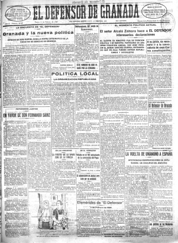 'El Defensor de Granada  : diario político independiente' - Año LI Número 26767 Ed. Mañana - 1930 Febrero 11