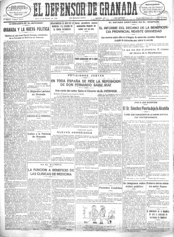 'El Defensor de Granada  : diario político independiente' - Año LI Número 26771 Ed. Mañana - 1930 Febrero 13