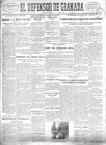 'El Defensor de Granada  : diario político independiente' - Año LI Número 26775 Ed. Mañana - 1930 Febrero 15