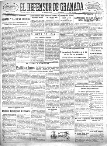 'El Defensor de Granada  : diario político independiente' - Año LI Número 26784 Ed. Mañana - 1930 Febrero 22