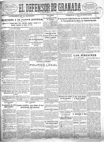 'El Defensor de Granada  : diario político independiente' - Año LI Número 26788 Ed. Mañana - 1930 Febrero 25