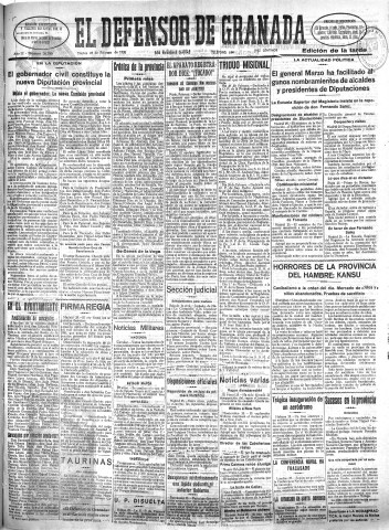 'El Defensor de Granada  : diario político independiente' - Año LI Número 26789 Ed. Tarde - 1930 Febrero 25