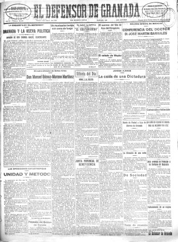 'El Defensor de Granada  : diario político independiente' - Año LI Número 26800 Ed. Mañana - 1930 Marzo 04