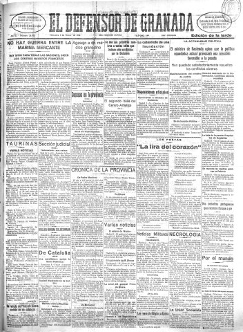 'El Defensor de Granada  : diario político independiente' - Año LI Número 26802 Ed. Tarde - 1930 Marzo 05