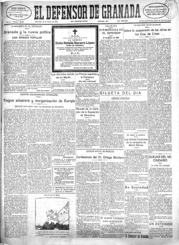 'El Defensor de Granada  : diario político independiente' - Año LI Número 26808 Ed. Mañana - 1930 Marzo 12