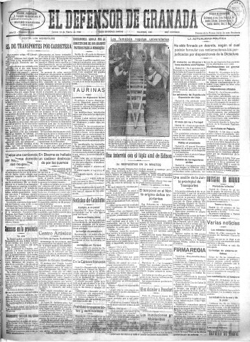'El Defensor de Granada  : diario político independiente' - Año LI Número 26809 Ed. Tarde - 1930 Marzo 13