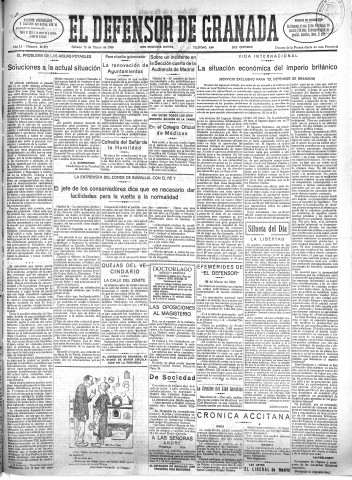'El Defensor de Granada  : diario político independiente' - Año LI Número 26811 Ed. Mañana - 1930 Marzo 15